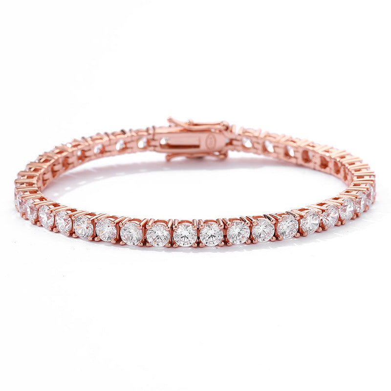 Moissanite Tennis Bracelet 4 mm Rose Gold Plated