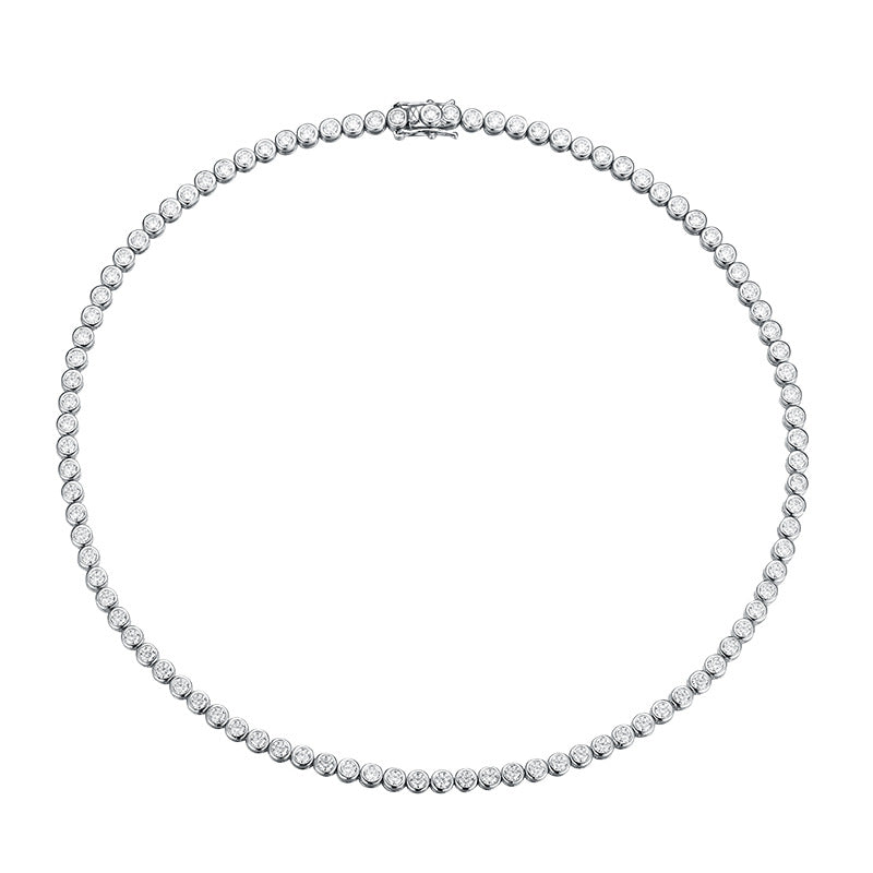 Bezel Moissanite Tennis Necklace