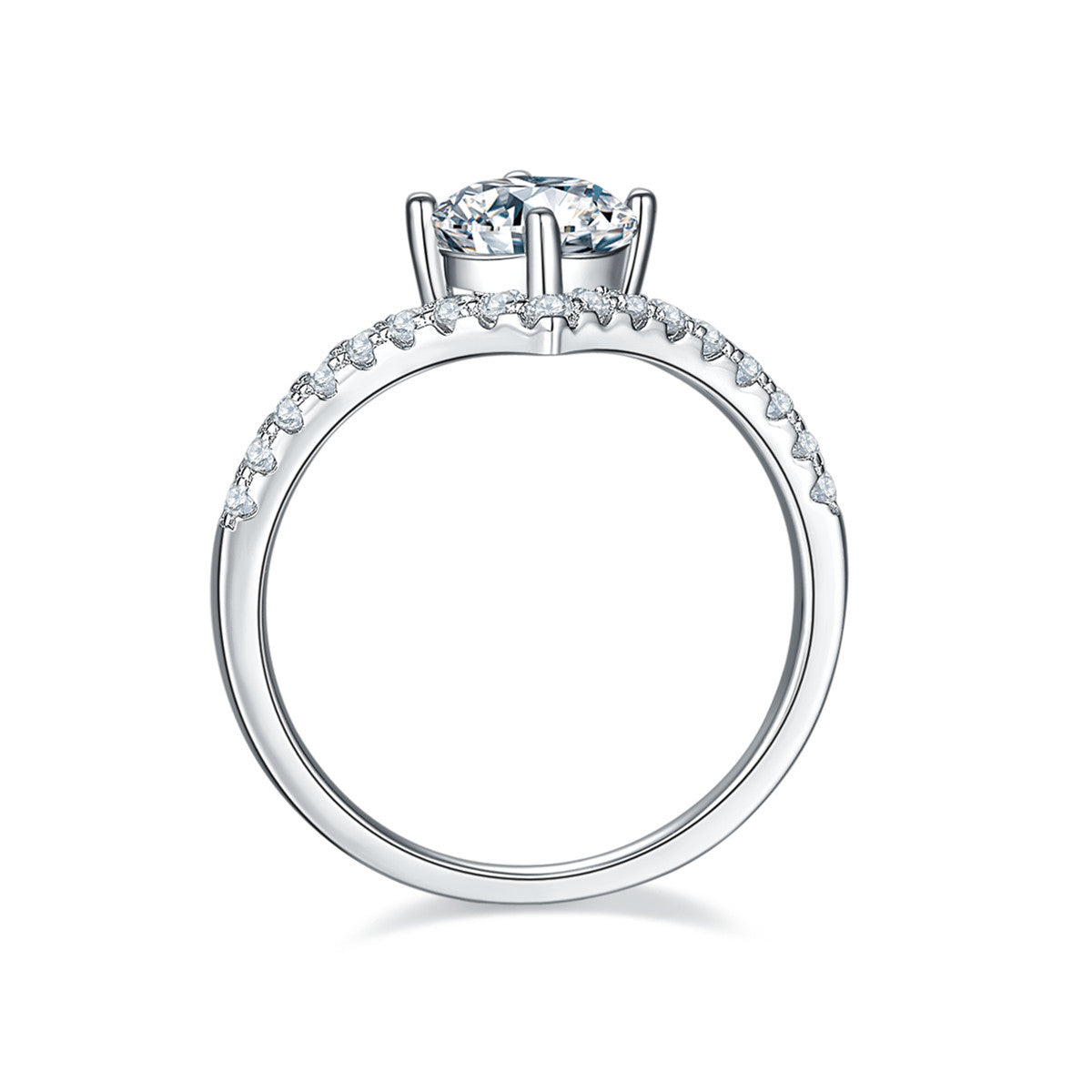 Prong Round Side Stone Diamond Engagement Ring