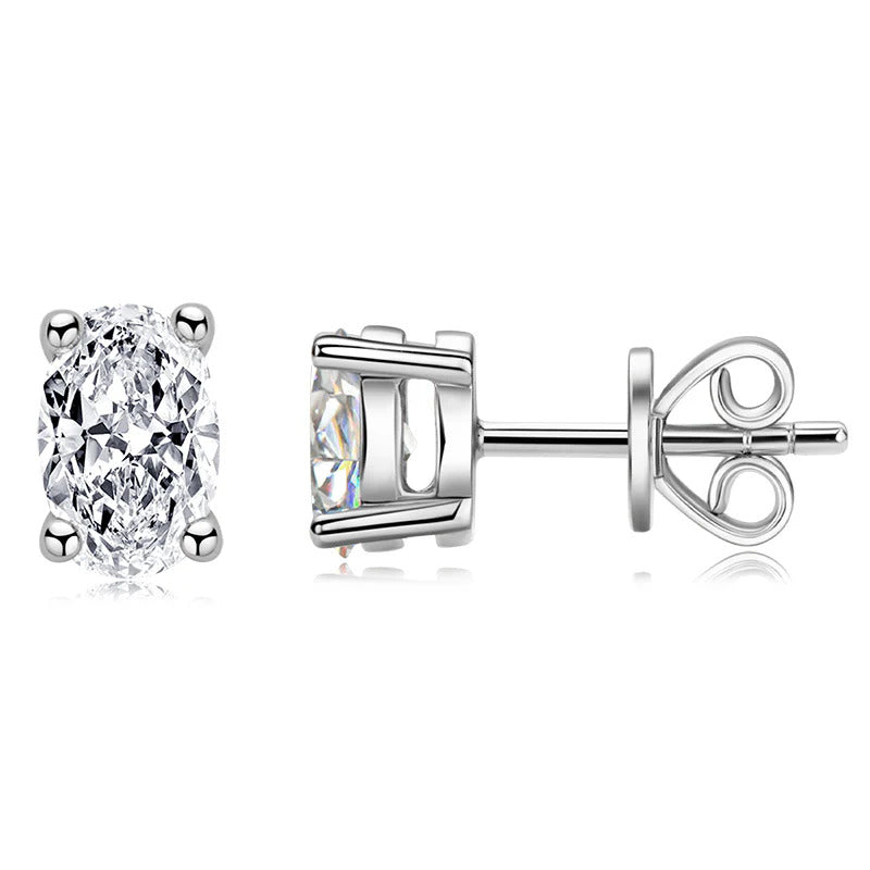 Oval Cut Moissanite Stud Earrings