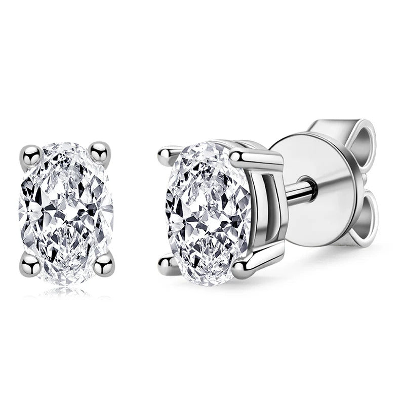 Oval Cut Moissanite Stud Earrings