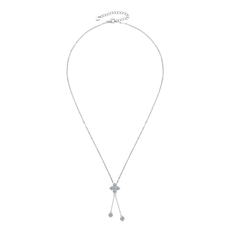 Four-Leaf Clover Moissanite Tassel Pendant