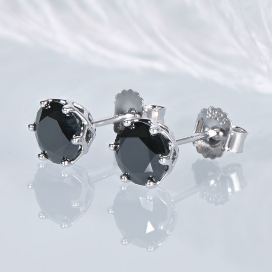 1 carat Round Cut Black Moissanite Earrings