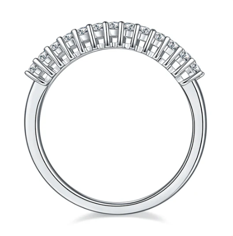 Emerald Cut Moissanite Half Eternity Ring