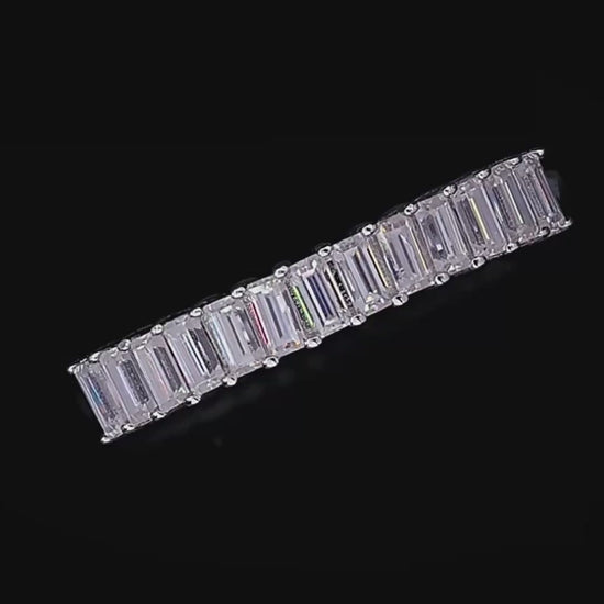 Emerald Cut Moissanite Half Eternity Ring