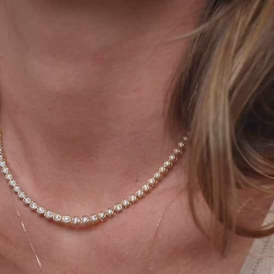 Bezel Moissanite Tennis Necklace