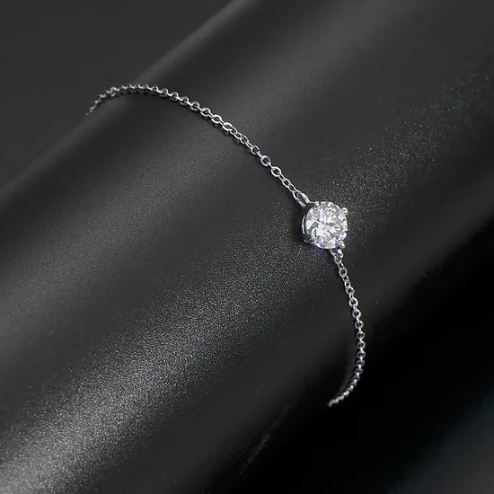 Moissanite Bracelet With Round Solitaire 1 Carat Pendant