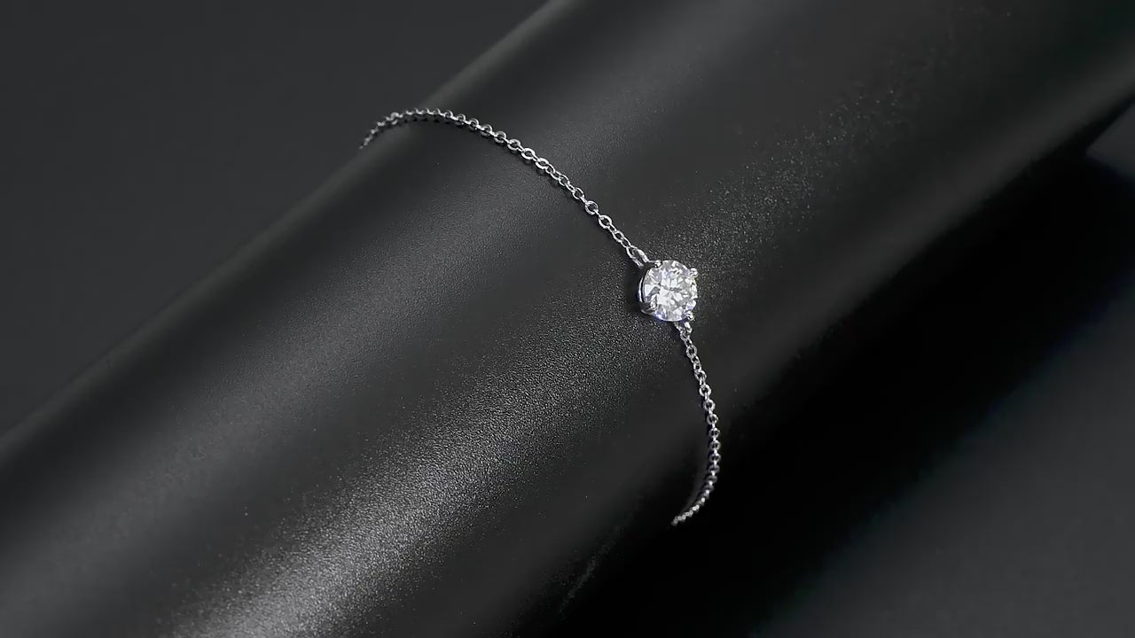 Moissanite Bracelet With Round Solitaire 1 Carat Pendant