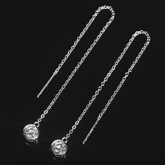 Moissanite Tassel Threader Drop Earrings Ear Line