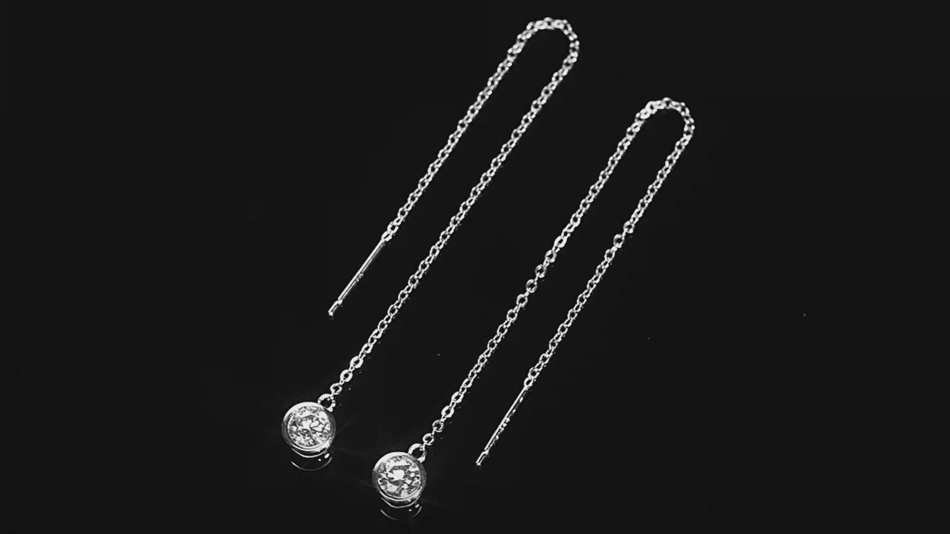 Moissanite Tassel Threader Drop Earrings Ear Line