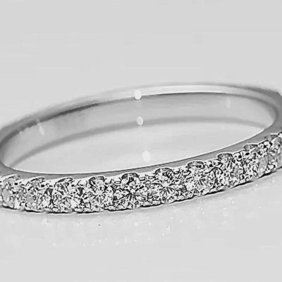 Silver Moissanite Eternity Wedding Band