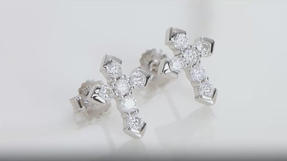 Moissanite Cross Stud Earrings