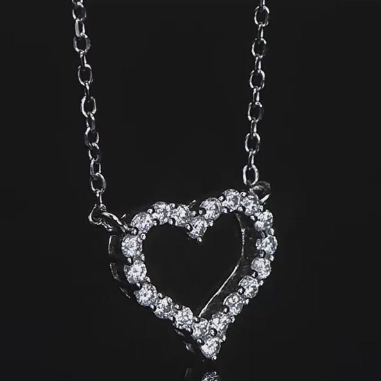 Round Cut Moissanite Heart Pendant Necklace