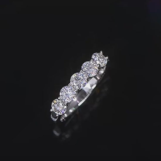 Moissanite Silver Wedding Band