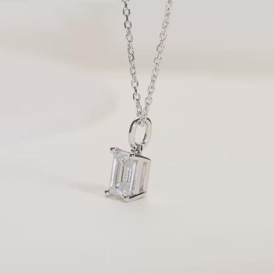 Emerald Cut Moissanite Diamond Pendant