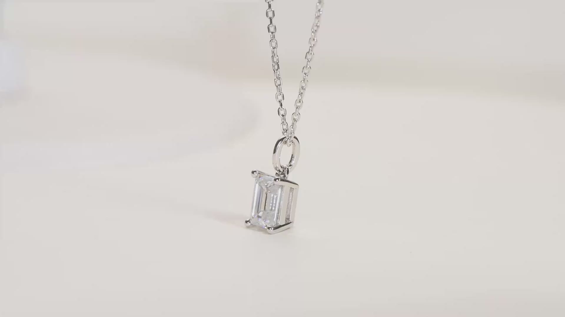 Emerald Cut Moissanite Diamond Pendant